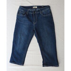 Vintage Women's VGS Sz 10 Blue Denim Jeans Capri Y2K Embroidered Dark Wash